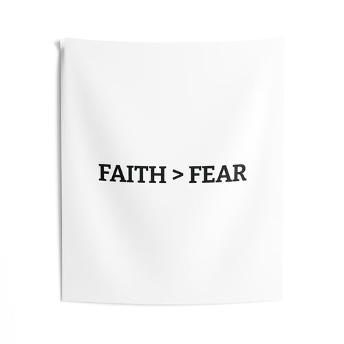 Faith > Fear Wall Tapestry — Minimal Inspirational Home Decor